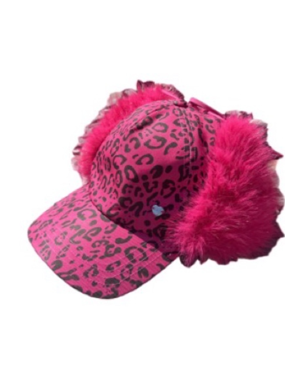 Betsey Johnson Pink Leopard Faux Fur Ear Flap Hat